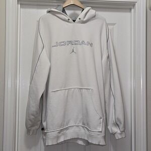 Vintage Air Jordan Flight Embroidered Pullover Hoodie White /‎ Gray Men's XXL